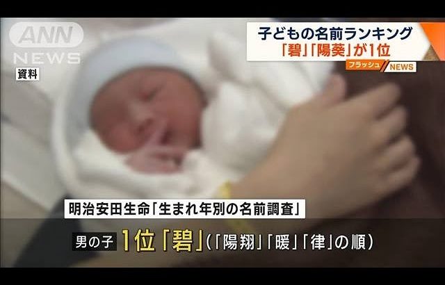 子どもの名前調査　男の子「碧」が初の1位　女の子「陽葵」が2年連続1位(2023年12月4日)