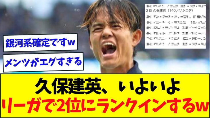 【快挙】久保建英、いよいよリーガで2位にランクインするw