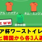 【悲報】アジアカップワーストイレブン、日本と韓国から3人ずつ選出wwwwwwwww