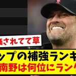 【朗報】クロップの補強ランキング、遠藤航と南野拓実は何位にランクインしたのか？