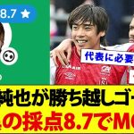 伊東純也が中村敬斗のボール奪取から決勝ゴールを決め採点がとんでもないことに！！！