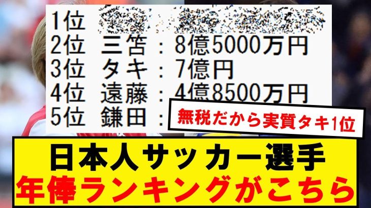 【速報】日本人サッカー選手、年俸ランキングがこちらwwwwwwwwww
