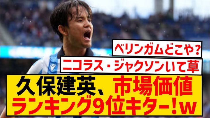 【速報】久保建英さん、市場価値爆上げで世界9位にランクインキターwwwwwwwwwwwwwwwwwww