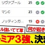 プレミアリーグ3強、決まる