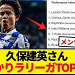 久保建英さんうっかりラリーガパフォーマンスランキングTOP5入りしてしまうｗｗｗ