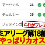 【速報】プレミアリーグ第18節が終了！最新の順位がこちらです！！！