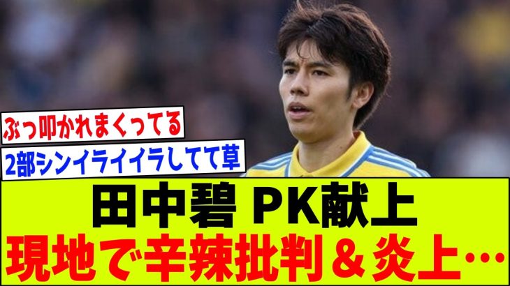 【悲報】リーズ田中碧さん、痛恨のPK献上＆敗戦で現地から辛辣批評で炎上…【2chサッカー反応集】