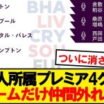 【悲報】プレミアリーグの日本人所属4クラブ、1チームだけ仲間外れにされるwwwww