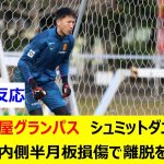 【Jリーグ】名古屋グランパス　シュミットダニエル　右膝内側半月板損傷で離脱を発表