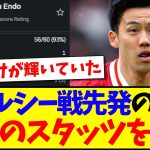 【海外の反応】チェルシー戦の遠藤航の圧巻のスタッツを見た、現地リヴァプールサポの反応がこちらですwww
