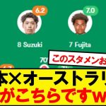 【速報】日本×オーストラリア、採点がコチラですwwwww