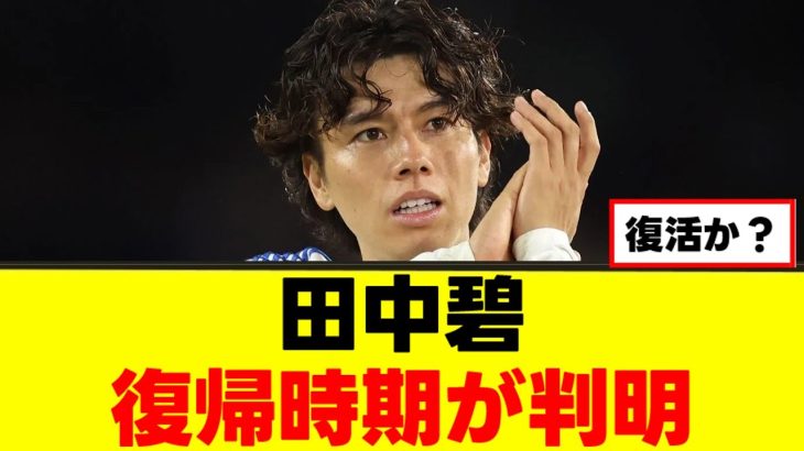 【復帰】田中碧さん、怪我の最新状況がこちらｗｗｗ