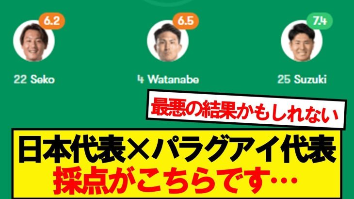 【評価】パラグアイ戦の日本代表、採点がこちらです