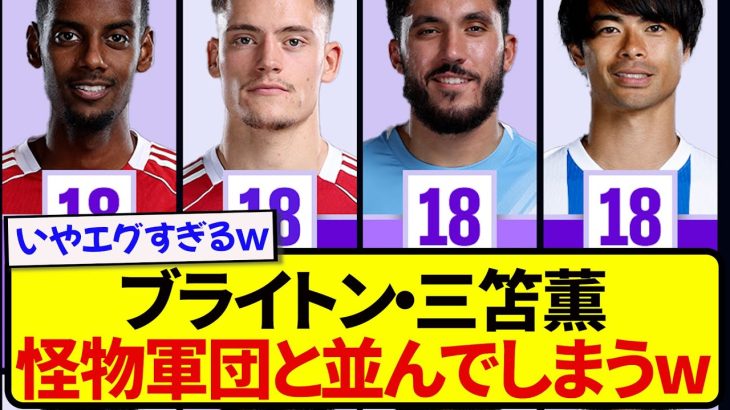 【朗報】日本代表・三笘薫さん、あのランキングでとんでもないメンツと肩を並べてしまうwwwww